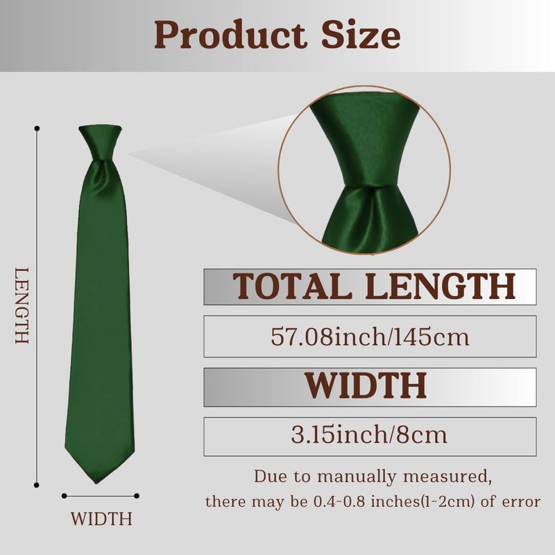 WOXVM Men's Ties Classic Solid Satin Tie Pure Color 3.15" Mens Necktie, Premium Formal Black Ties For Men Business & Wedding - Image 4